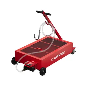 Garvee 15-Gallon Low-Profile Oil Pan with Electric Pump, 6.5-Foot Hose, and Lockable Casters - Leak-Proof, Durable Design for Cars, SUVs, Trucks, Motorcycles, and ATVs - Red