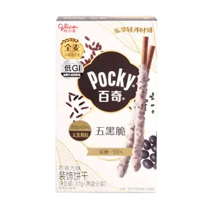 Glico Pocky Five Black Crispy Chocolate Biscuit Sticks 37g - Low GI, High Fiber, Nutritious Snack