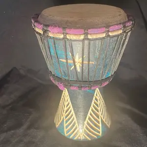 Djembe Drum Mini Authentic African Drum for Beginners and Professionals with Vibrant Star Design and Durable Wood Construction