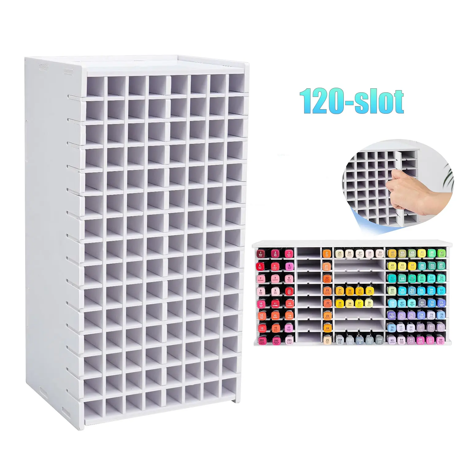 Art Marker Storage Rack - Art Supply Organizer for 120 Markers, Watercolour Brushes, Pens, Color Pencils - Home Office Desk Stationery Holder