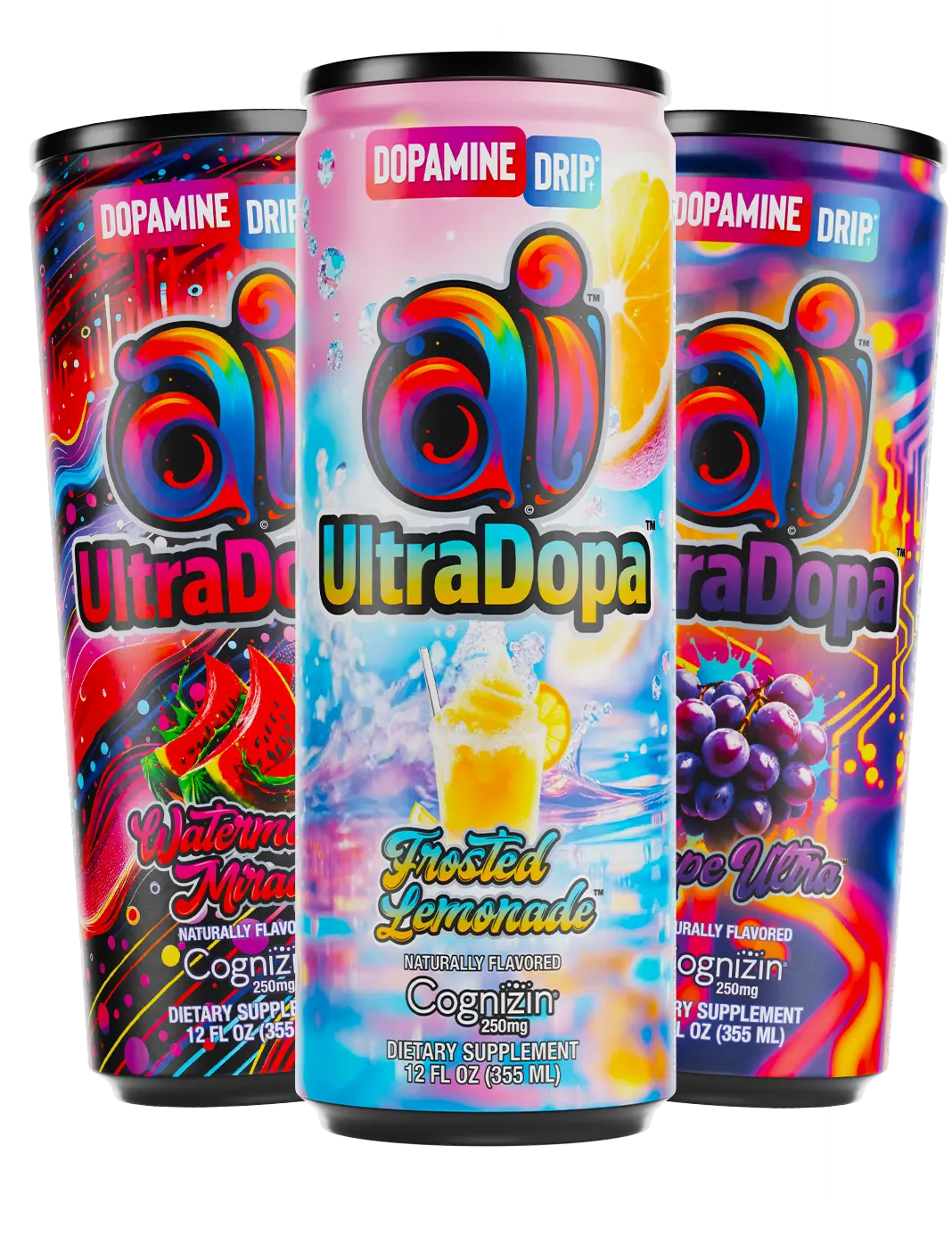 Ai UltraDopa Variety Pack v1 [Ready to Ship] - 12 Cans 3 Flavors Neuro-Performance Energy Drink for Motivation Focus and Mood Elevation