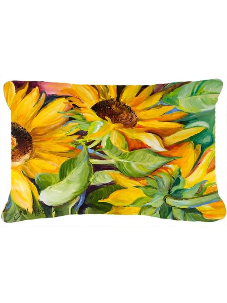 Sunflowers Heavyweight Rectangular Canvas Pillow - Exterior-Facing Durable Decorative Pillow for Outdoor Sofas, 12x3x16", Fade-Resistant, Machine-Washable