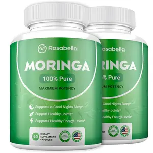 2 x Rosabella Moringa Capsules -Pure Moringa Powder, Energy Skin, lmmune Support & Gut Health Superfood, Rich in AntioxidantsEssential Vitamins & Amino Acids, Natural Green SuperfoodSupplement -120 Count Healthcare Dietary