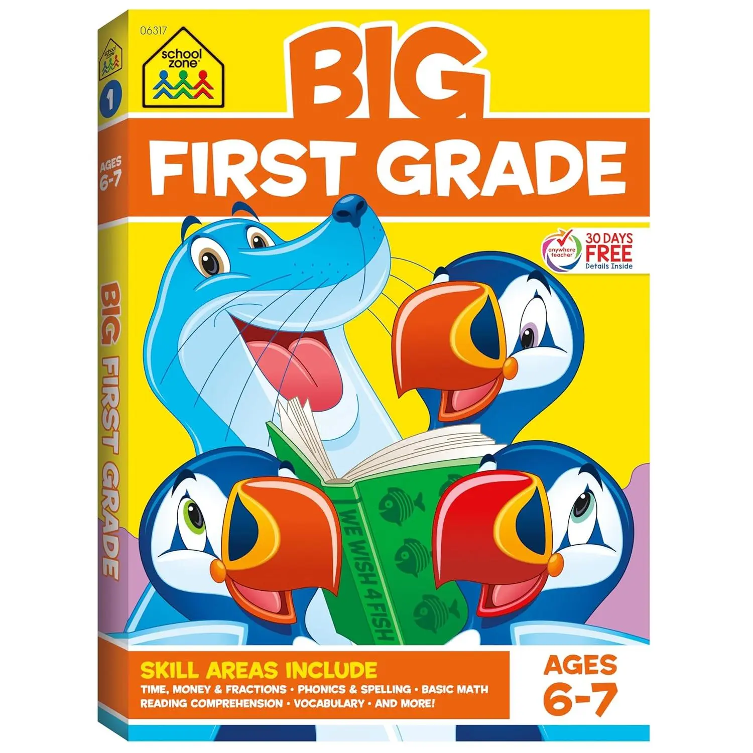 School Zone Big First Grade Workbook: 320 Pages, 1st Grade, Reading Comprehension, Phonics, Spelling, Vocabulary, Basic Math, Time, , Fractions, Ages 6 to 7 - Paperback