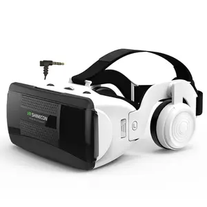 Mobile VR Headset 3D Virtual Reality Glasses Helmet Movie Game Support Smart Phone 4-6 Inches with Earphones, Wearable VR Eyewear for iPhone Android Smartphone Users Goggles Viar Binoculars Wirth VR Head Strap