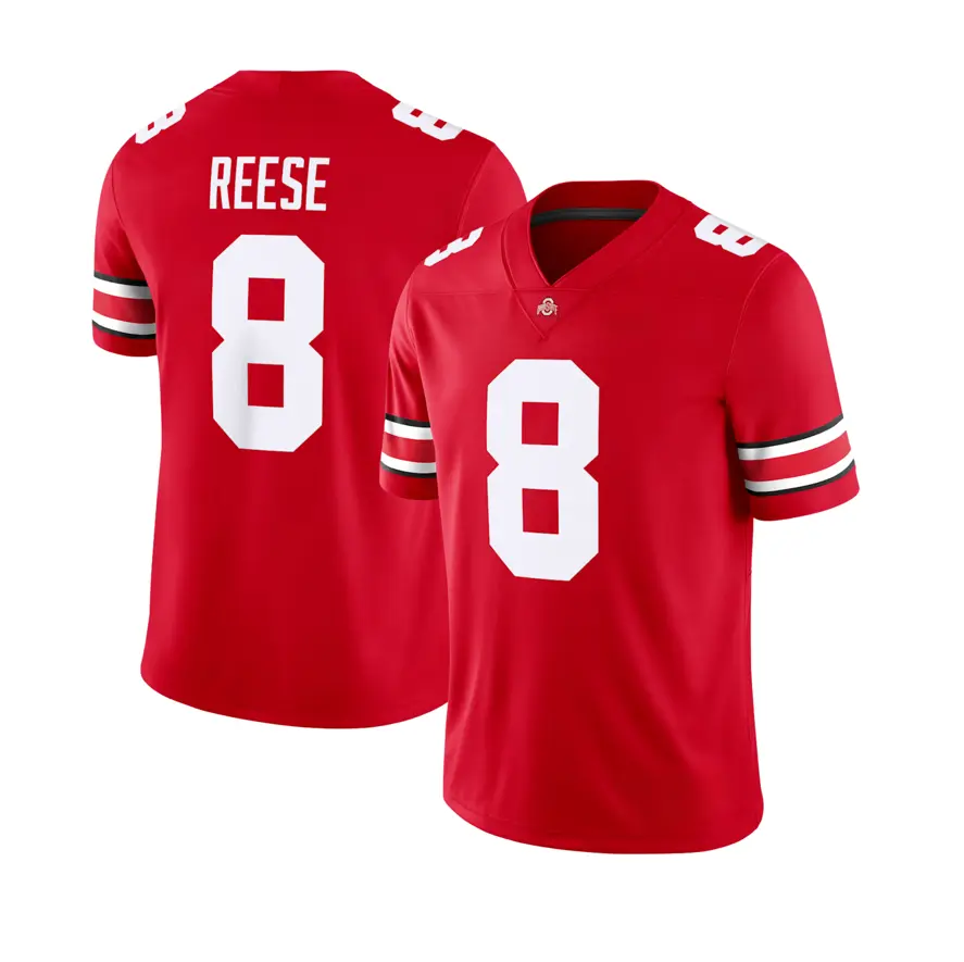 Unisex Men’s Red #8 Reese Football Jersey, Classic Game Day Ohio State Jersey, Short Sleeve Athletic Top, College Inspired Fan Outfit, Casual Streetwear Gift for Men