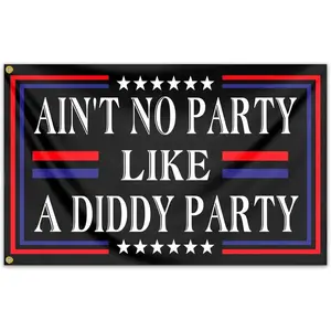 Ain't No Partys Like A Diddys Partys Flag 3x5 Ft Diddy Flags for Teen Girls Room Guys Funny Man Cave Wall Flags for Bedroom Dorm Room College Dorm Wall Banner Tapestry Decor Decoration Items bedroom decor tapestry chill room accessories