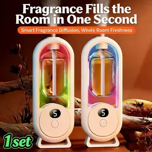 Indoor Aromatherapy Mist Machine, 1 Diffuser + Option to Pick 1 out of 6 Essential Oils, 5 Settings, Timer Auto Spray, USB Charging, Small Design