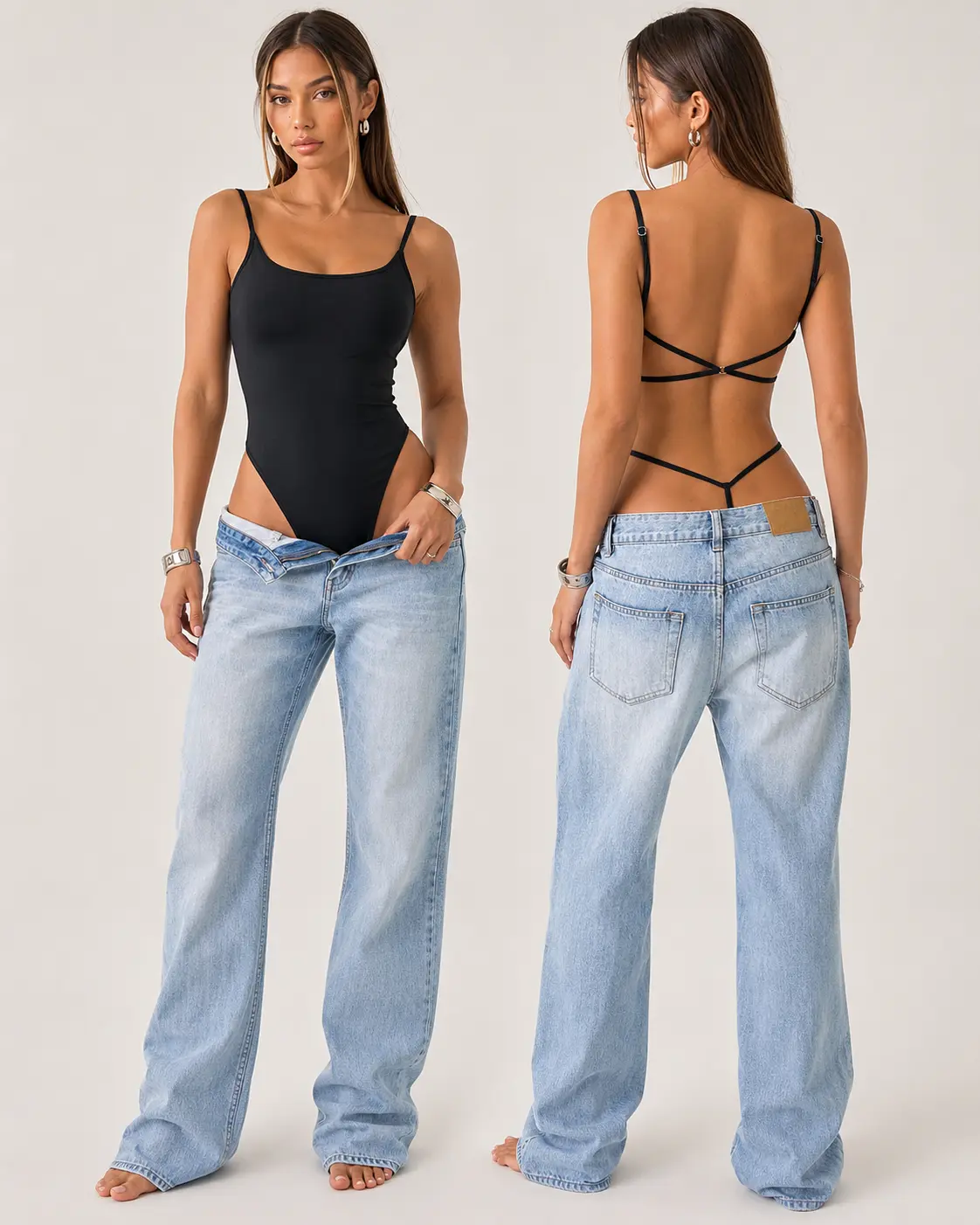 Bodysuit - Backless Strappy Cami Tank Top, Open Back One Piece Top, Womens Summer Clothing