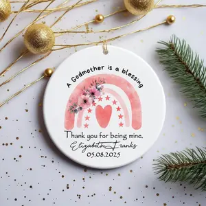 Personalised Christening Baptism Thank you gift Godmother Godfather Godparents Guideparent Godchild ceramic or acrylic Ornament Keepsake