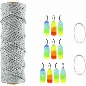 AsFrost 1 Roll of Rope (60m/2362 inch) + 10 Plush Toys + 2 White Silicone Ring Accessory Set Interactive Cat Toy, Cat Treadmill Running Toy