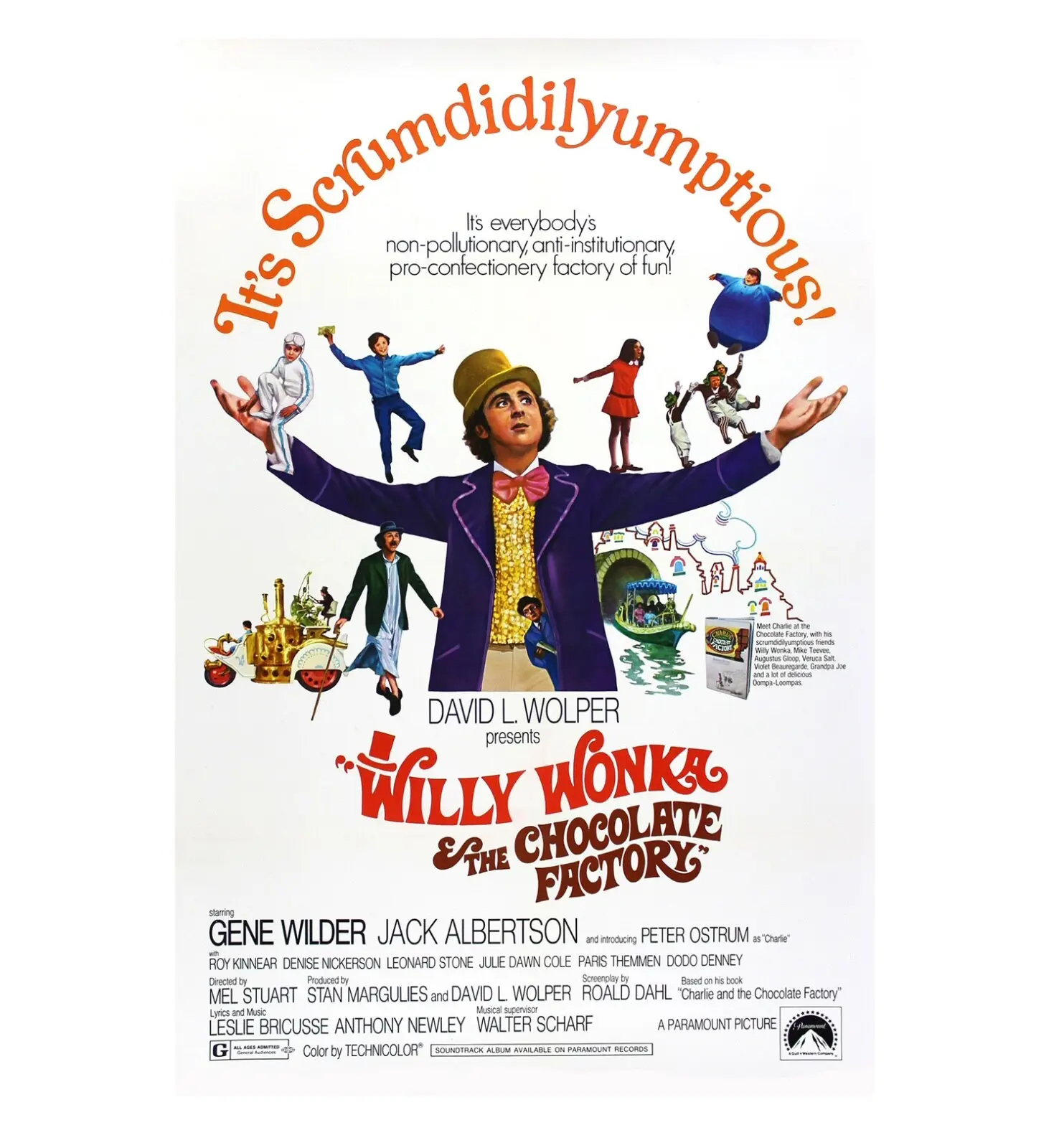 Willy Wonka and the Chocolate Factory Glossy Artistic Movie Poster, 24"x36" Wall Decor Photo for Home Supplies