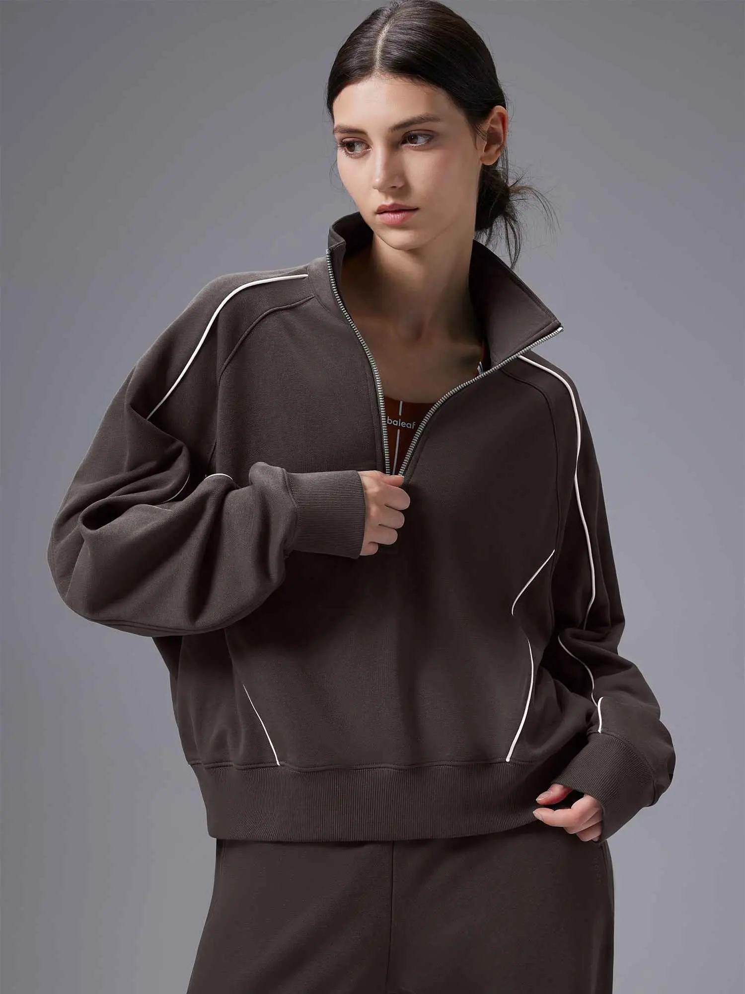 baleaf Women's Relaxed Fit Half-Zip Sweatshirt, Soft Breathable Mock Neck Athletic Top for Casual Wear & Workouts, Breathable Workout Tops
