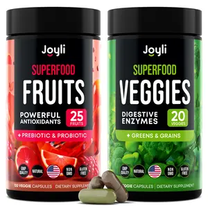 Fruits and Veggies Supplement - High Fiber Immunity, Gut & Energy Boost - 25 Super Reds & 20 Super Greens  | Vegan, Gluten Free, GMO Free |  240 Powder Superfood Capsules