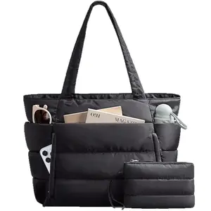 New Trendy Women's Quilted Handbag with Multiple Compartments Tote Bag Large Capacity for Short Distance Travel Luggage Bag