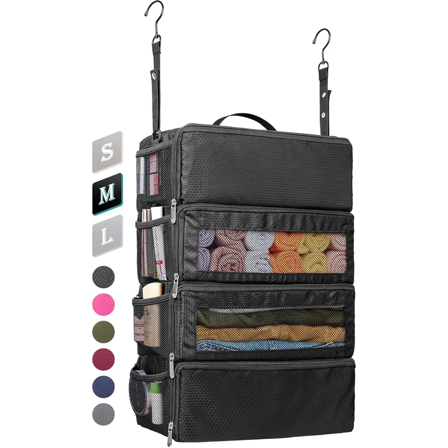 Suitcase Organizer, Travel Luggage Organizer Hanging Shelves Packing Cube Closet/Collapsible Portable Travel Organizer for Carry-on