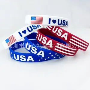 Casual USA Flag Bracelet, American Independence Day Patriotic Wristband for Memorial & Party Events (Fashion Costume Jewelry Accessory)