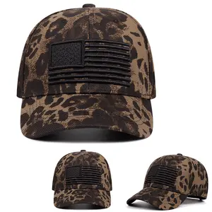 fashion Embroidery of the American Flag baseball cap for men Leopard Pattern High quality hip-hop hat for women Casual Trendy Hat Casual Outdoor Hat