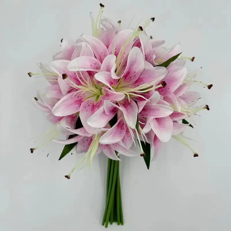 10 Stems 20 Blooms Real Touch Water-Selectable Lilies, Ideal for Home Decor, Office Decoration, Graduation Bouquets, Festival Decorative Simulated Flowers, Artificial Flower Bouquet, Flower Arrangements, Faux Floral Decor, Faux Flower Decorations