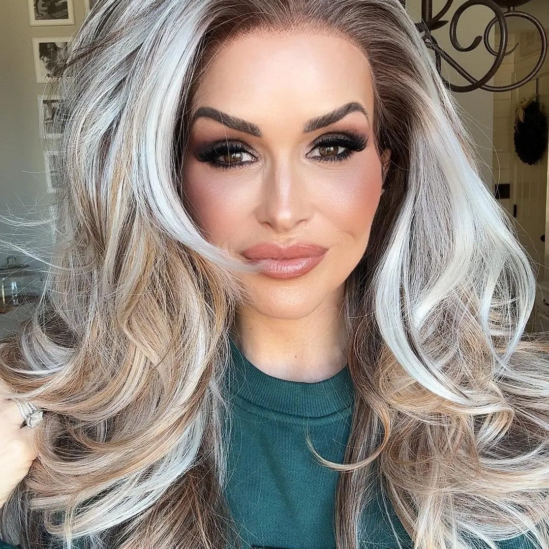 IMstyle Stacy Apricot Blonde with beige Highlight Big layer lace wig 13*4 free Parting Daily Dating Wig-F100-1T2440
