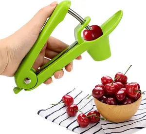 Heavy-Duty Cherry and Olive Pitter Corer Tool (Green) - TikTok Viral 2024, Ideal for Halloween Decoration 2024 Fruit Kitchen Silicone Stainless Utensil Reusable