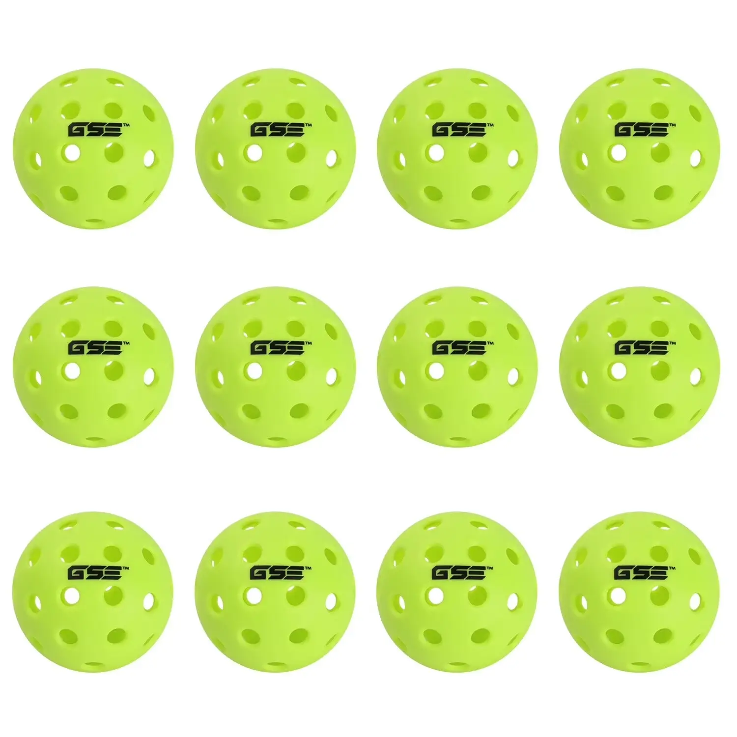 GSE 12 Pack Outdoor Pickleball Balls, 40 Hole USAPA Standard Pickleballs for Practice, Training & Tournament Play