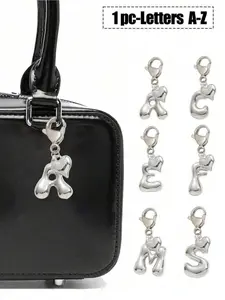 Silver Letter Pendant With Silver Heart Charm, Decorative Charm, Suitable For Bag/Phone Decoration, Bag Charm, Multifunctional Keychain, Couple Bag Accessory, Shiny Alloy Bag/Backpack Pendant - Perfect Gift For Birthday