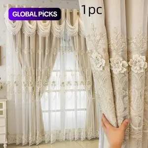 1pc Double Layer Embroidered 100% Blackout Curtains, Window Curtain, Blackout Window Cover, Casual Modern Style for Living Room Balcony Bedroom #GLOBAL PICKS