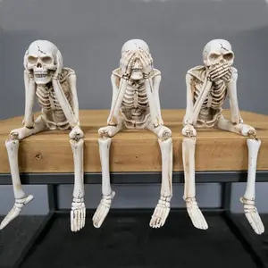Multicolor Skeleton Skull Figurine - Creative Halloween Home Decor, Room Decor for Living Room Inspiration & Bedroom Decorations, Spooky Statue Gift for Friends