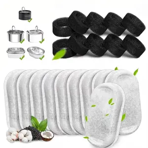 Set of 20 Replacement Filters for Cat Water Fountains, Featuring Adjustable Water Flow And Activated Carbon, Suitable for Stainless Steel And Dog Water Fountains, Includes 10 Filters And 10 Sponges, Without Battery outdoorfun