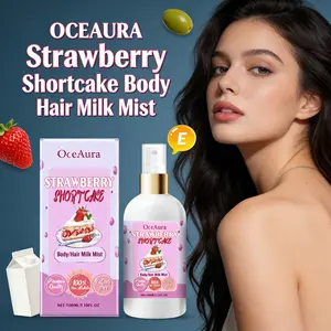 OCEAURA Strawberry Shortcake Body Hair Milk Mist - Strawberry Extract & Milk Dual-Use Scented Moisturizing Hydrating Aroma Fragrance Mist for Glow Skin & Hair Moisturizer Smooth Moisture Hydrate