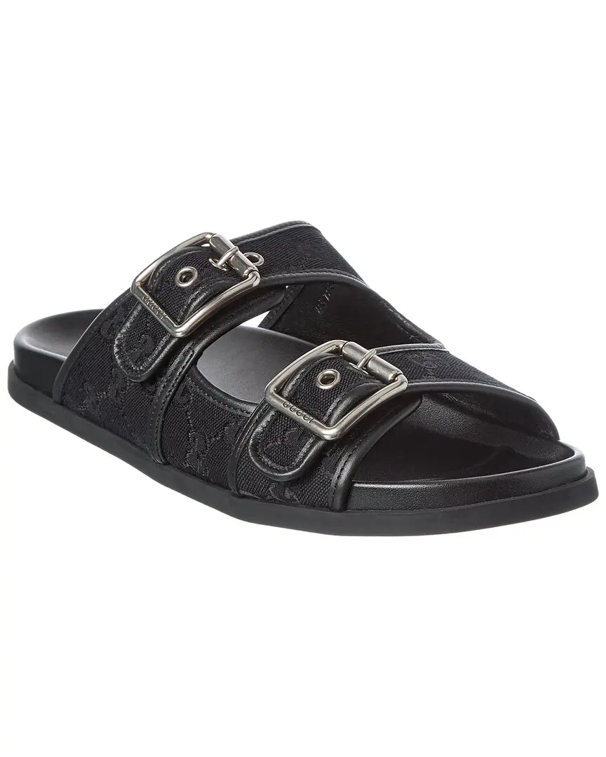 Gucci GG Supreme Canvas & Leather Slides Slide