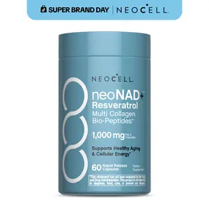 NeoCell NAD+ Resveratrol Capsules - With Multi Collagen Bio-Peptides - 60 Capsules - Supports Healthy Aging & Cellular Energy