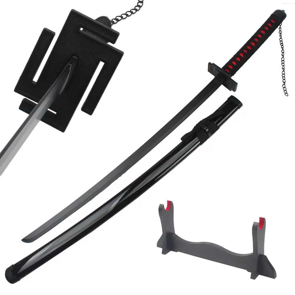 41 inches Real Bleach Sword Cosplay Swords with Wooden Holder Stand Display for Anime Fans Halloween Role Playing Props Cosplay Collection Christmas Gift Birthday