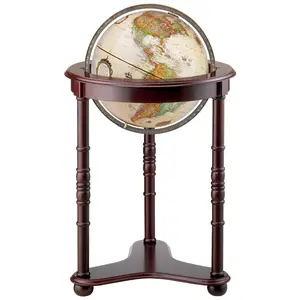 Replogle Made in USA Westminster 16″ Antique Raised Relief Floor Globe Luxury World Globe Furniture Decor with Hardwood Stand