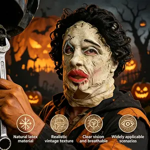 MAKEATREE Latex Leatherface Mask - Spooky, Comfortable, Lightweight Texas 1974 Chainsaw Massacre Texas Chainsaw Man Cosplay Prop, Adult-Fit Halloween Costume Accessory
