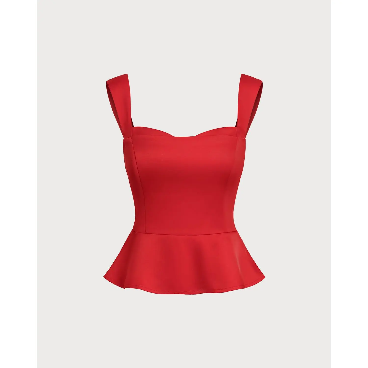 Rihoas Women's Chic Solid Red Polyester Sleeveless Slim Fit Tank Top Lightweight Fabric, Sweetheart Neck, Ruffle Detailing, Flattering Tops with Sunlight Suitability, Stain Resistance, Good Wrinkle Resistance, Stains, Good Resistance To Wrinkles