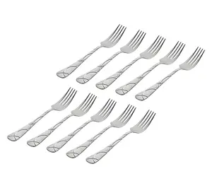 Godinger Set of 10 Olympia Sandblasted 18/0 SS Salad Forks