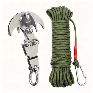 Multifunctional Outdoor Stainless Steel Folding Hook, Durable Four Claw Design, Ideal for Camping & Hiking, Set of 2, Carabiners, Carabiner Hooks