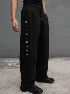 1 Pair Men's "Originals" Graphic Wide-Leg Sweatpants, Casual Pocket Trousers, Streetwear Style, Elastic Waist & Pockets, Ideal for Men's Daily Casual/Urban Outfits