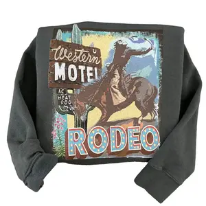 The Rodeo Western Motel Sweatshirt, Rodeo crewneck shirt, westernn clothing stuff, western outfits women tops, country western girl clothes hoodies winter outfits for women
