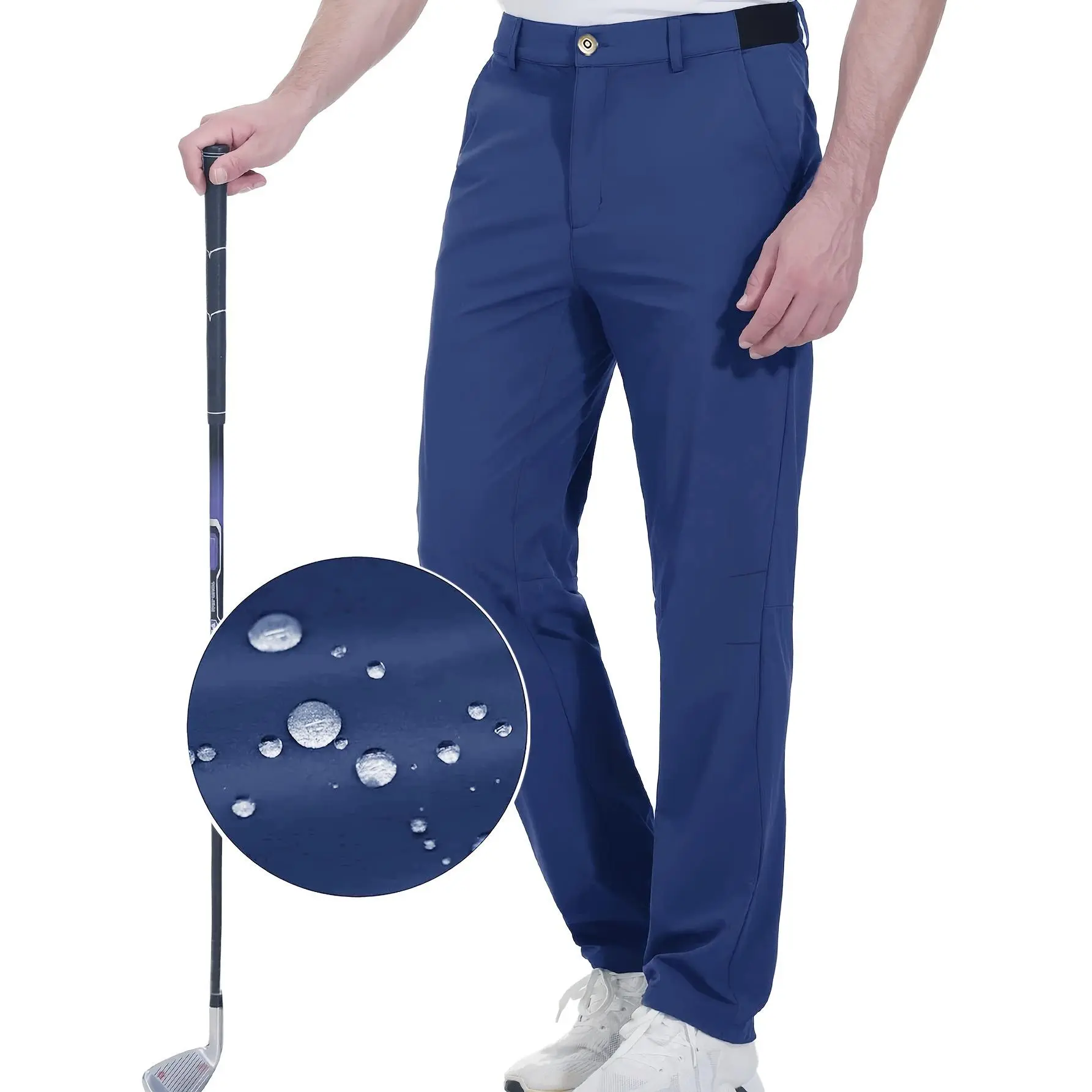Men's Golf Pants, Men's Solid Color Waterproof Medium Elastic Lightweight Casual Trousers, Men's Sports Pants Bottom Menswear Leggings