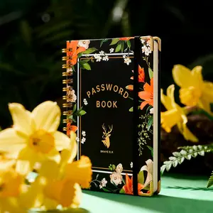 Brave Deer Elegant Floral Password Notebook, B6 Password Organizer with Gold Lock Icon, Thick Paper & Bookmarks, Multi-Color Diary Journal