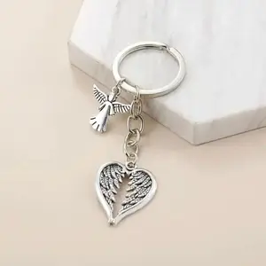 1PC Guardian Angel Keychain  Elegant Wings Design for Spiritual Protection & Good Fortune  Ideal for Key Rings, Backpacks, or Meaningful Gifts