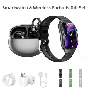 Smart Watch Gift Set for Men & Women, 2.01" Touch Screen Fitness Tracker with Step Counter & Activity Tracking, Message Notifications, Multiple Sports Modes, Includes Earbuds, Charger & Bands, Compatible with iOS & Android