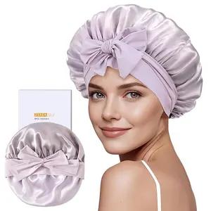 ZIMASILK 100% Mulberry Silk Bonnet for Sleeping Women Long Hair Double Layer Silk Hair Wrap with Tie Band Stay On Head