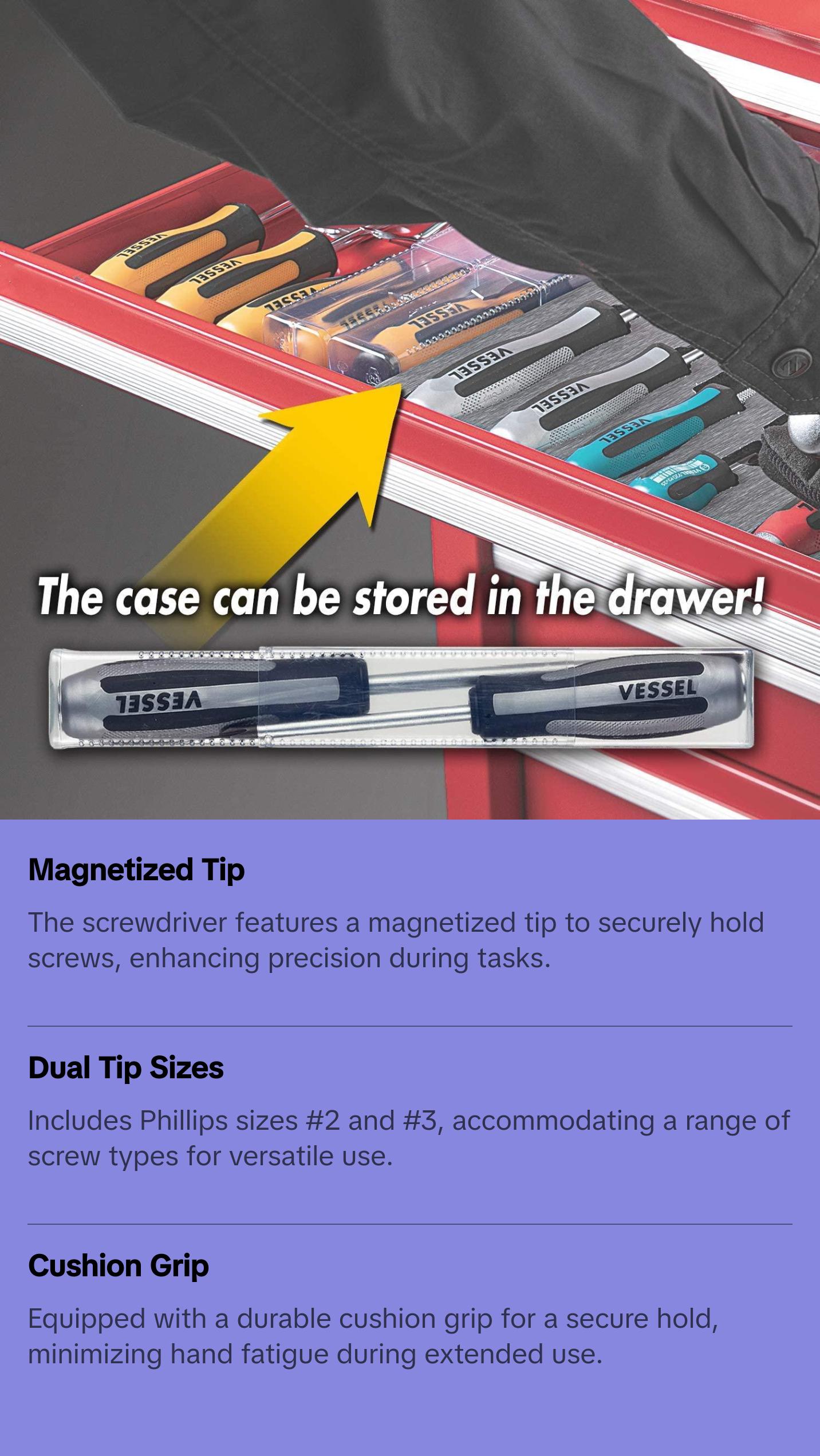 Vessel Tools 9802SC Megadora Impacta Screwdriver Set