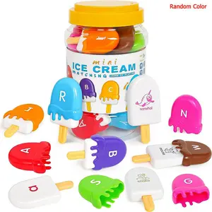 Ice Cream Letter Matching Learning Toy for Kids, Animal Counting and Color Sorting Set, Abc Stacking Game for Preschool Education,Back to school