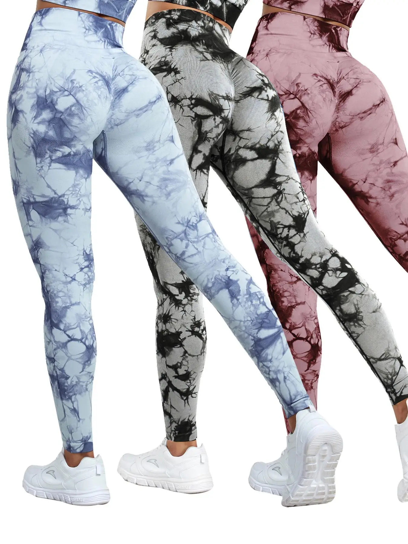 Women's Tie Dye Sports Leggings, High Waist Stretchy Leggings, Tummy Control Butt Lifting Skinny Yoga Pants for Gym Workout Fitness, Activewear & Spor