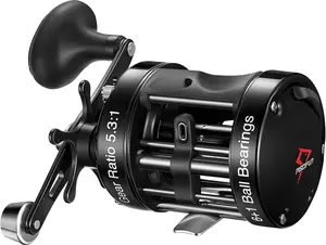 Chaos XS Baitcasting Fishing Reel, Reinforced Metal  Round Baitcaster Reel, Smooth  Saltwater Inshore Surf Trolling Reel, Conventional Reel for Catfish, Musky, Bass, Pike